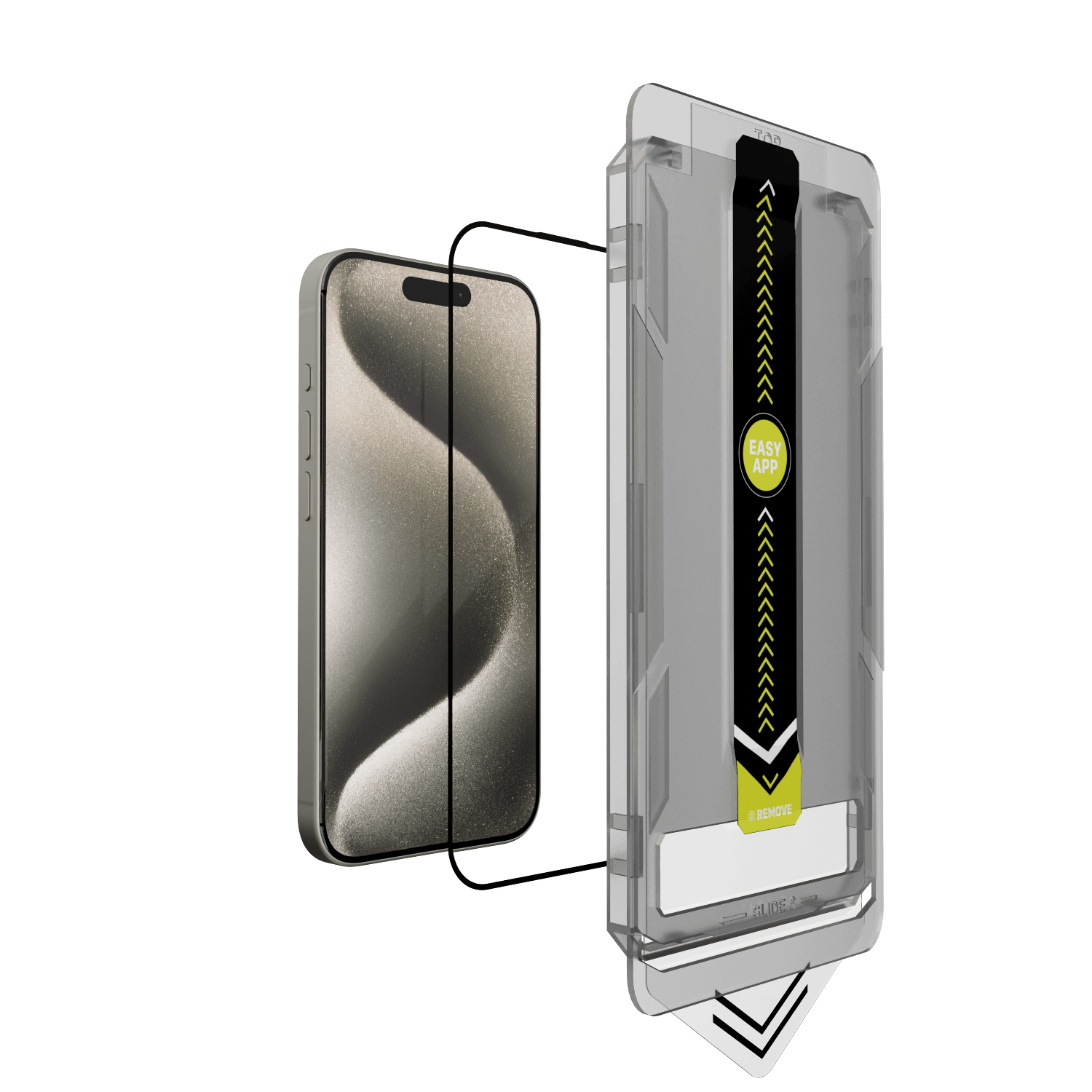 Image of Āsenaru DustShield Tempered Glass, a 0.4mm full-coverage screen protector for iPhone, featuring 9H hardness and a steel mesh overlay for enhanced dust and scratch protection and installation kit for easy application.