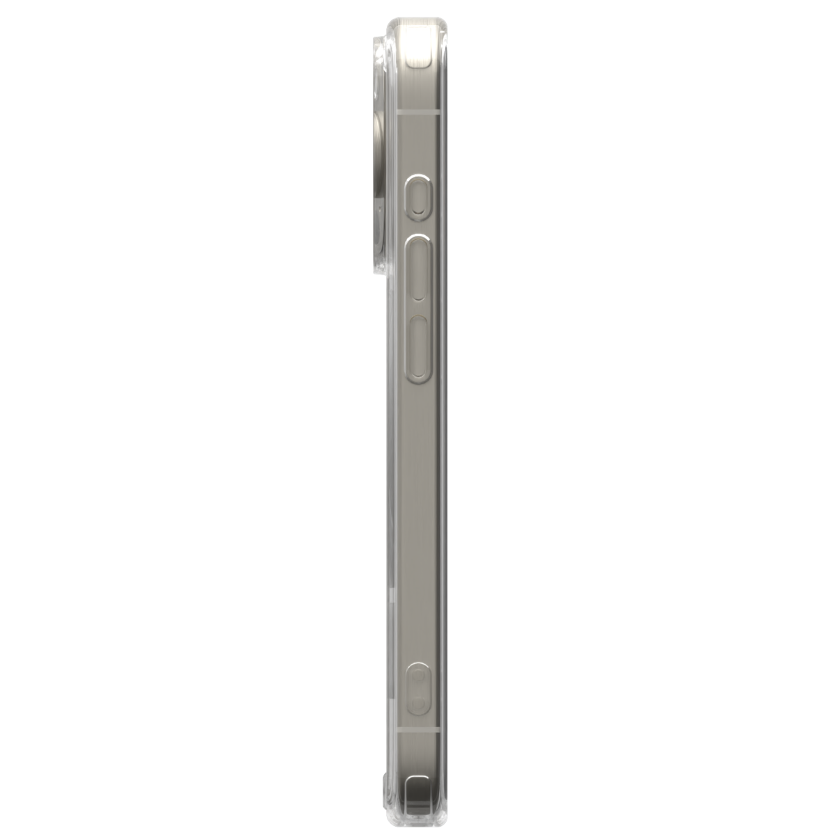 Image of the Āsenaru Lite Hybrid Case, a slim 1.3mm iPhone case with transparent TPU bumpers and a rigid polycarbonate back, showcasing full protection and MagSafe compatibility.