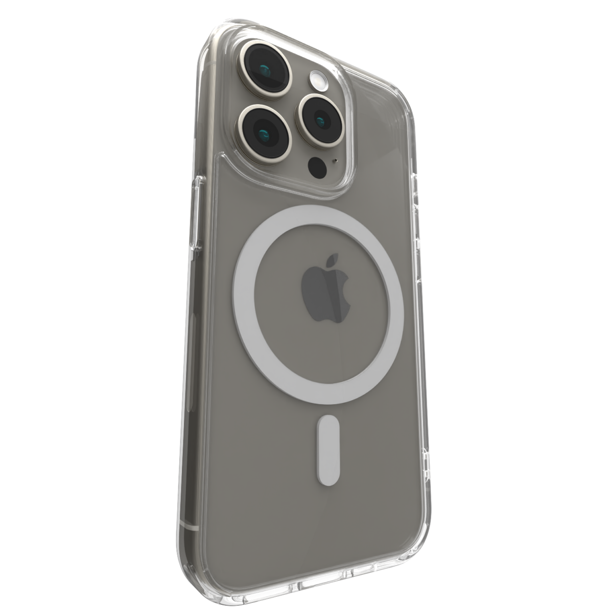 Image of the Āsenaru Lite Hybrid Case, a slim 1.3mm iPhone case with transparent TPU bumpers and a rigid polycarbonate back, showcasing full protection and MagSafe compatibility.