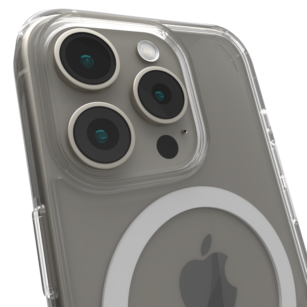 Image of the Āsenaru Lite Hybrid Case, a slim 1.3mm iPhone case with transparent TPU bumpers and a rigid polycarbonate back, showcasing full protection and MagSafe compatibility.