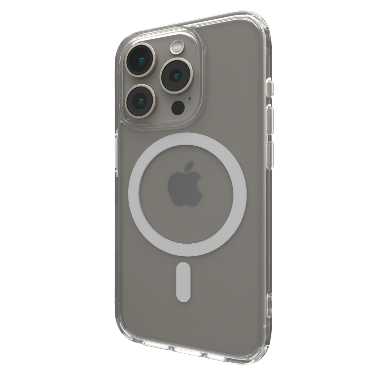 Image of the Āsenaru Lite Hybrid Case, a slim 1.3mm iPhone case with transparent TPU bumpers and a rigid polycarbonate back, showcasing full protection and MagSafe compatibility.