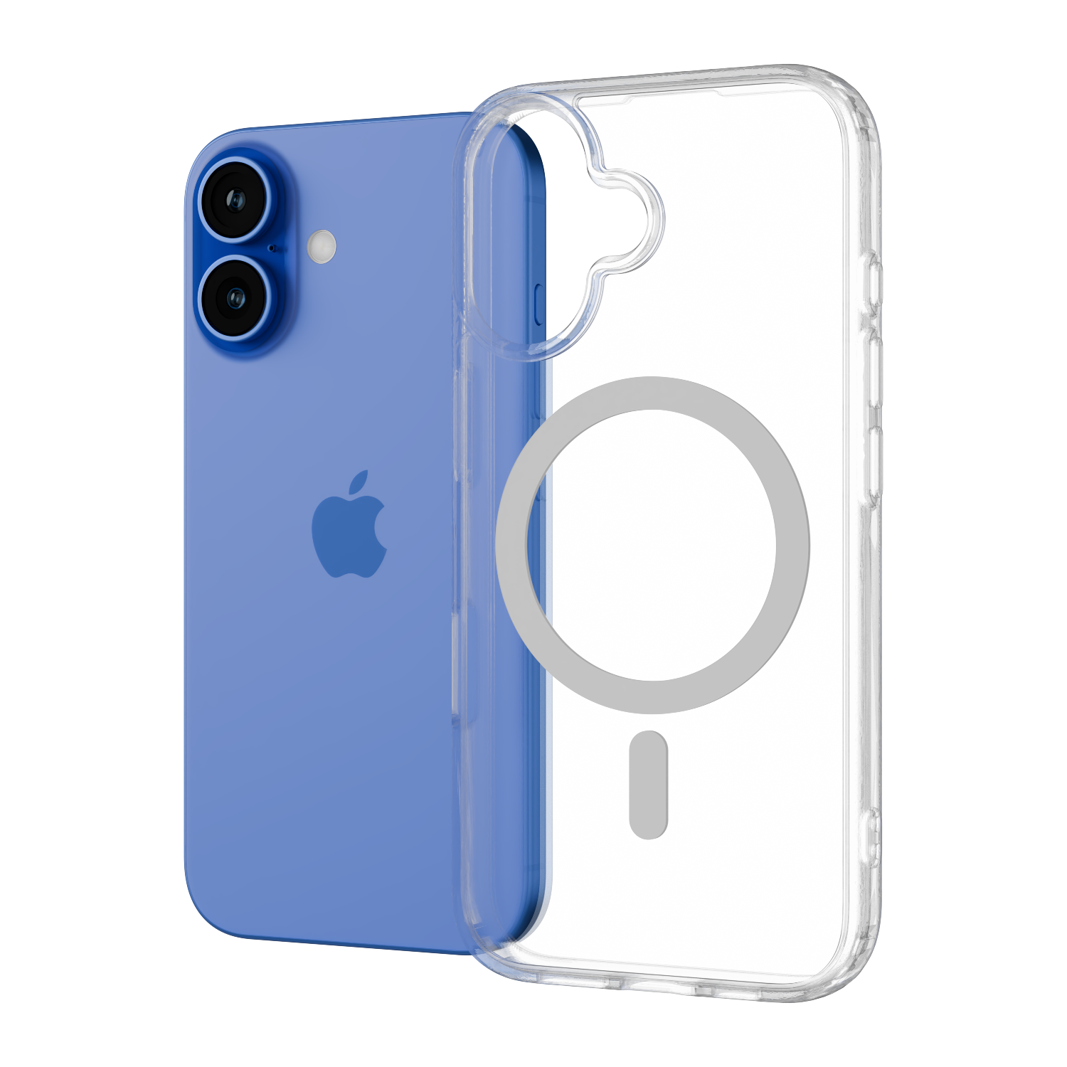 The Āsenaru Lite Hybrid Magsafe Case, a slim 1.3mm iPhone case with transparent TPU bumpers and a rigid polycarbonate back, showcasing full protection and MagSafe compatibility.