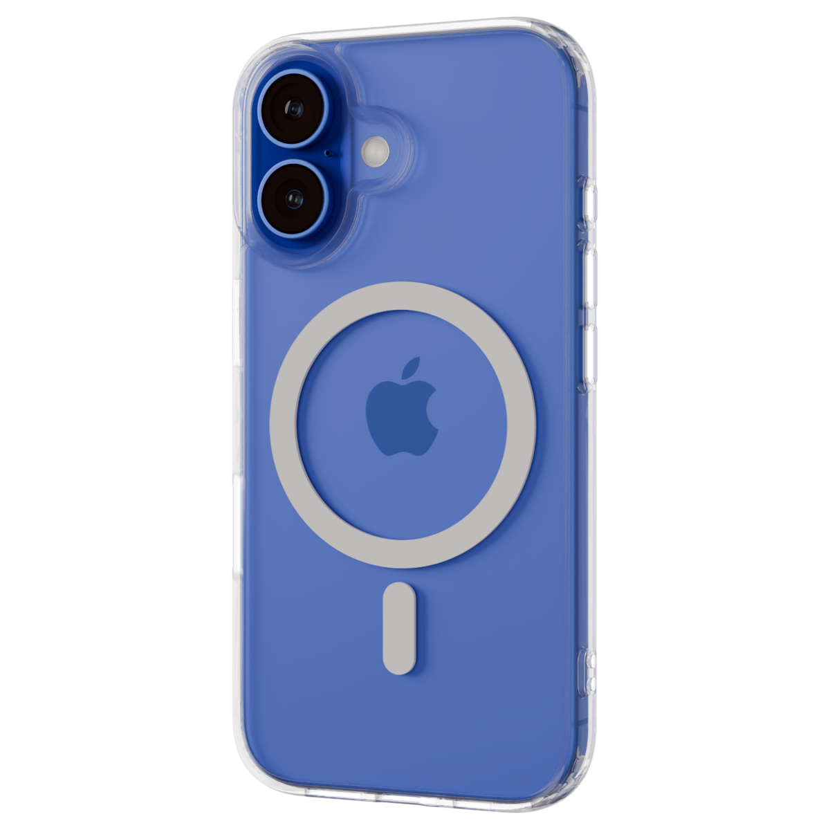 The Āsenaru Lite Hybrid Magsafe Case, a slim 1.3mm iPhone case with transparent TPU bumpers and a rigid polycarbonate back, showcasing full protection and MagSafe compatibility.