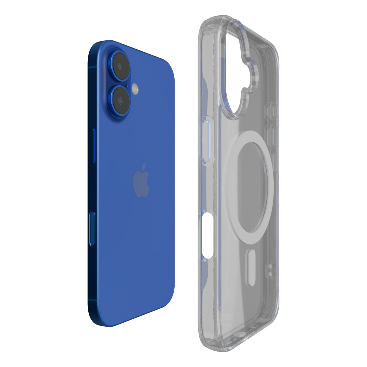 The Āsenaru Lite Hybrid Magsafe Case, a slim 1.3mm iPhone case with transparent TPU bumpers and a rigid polycarbonate back, showcasing full protection and MagSafe compatibility.