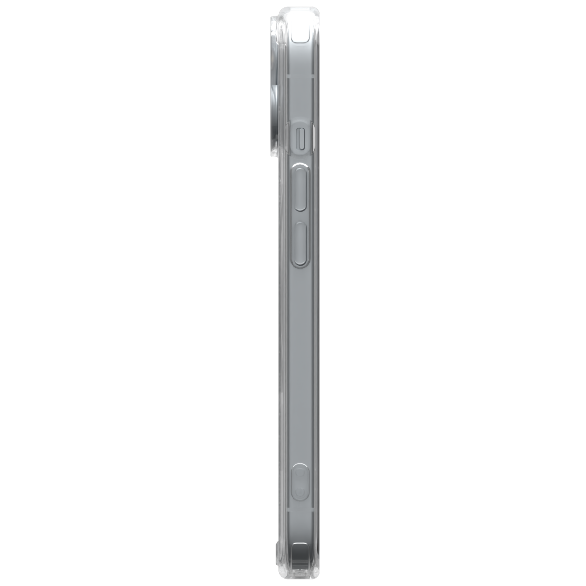 Image of the Āsenaru Lite Hybrid Case, a slim 1.3mm iPhone case with transparent TPU bumpers and a rigid polycarbonate back, showcasing full protection and MagSafe compatibility.